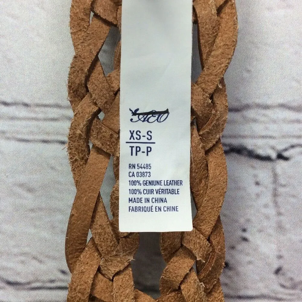 American Eagle Outfitters Braided Leather Belt Women's XS/S Ivory Boho Casual